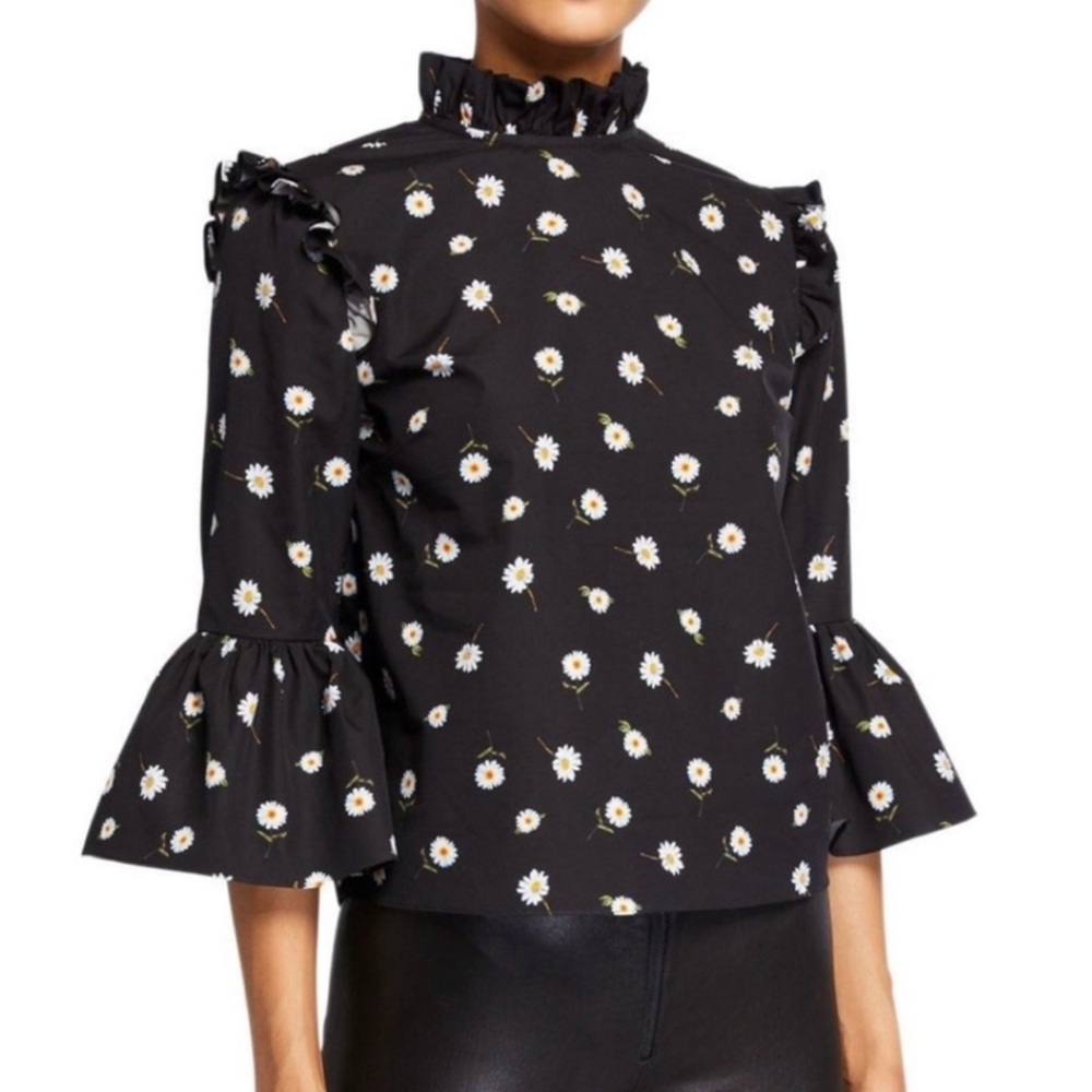 Alice + Olivia Henrietta Daisy Pattern Ruffled Cotton Blouse XS